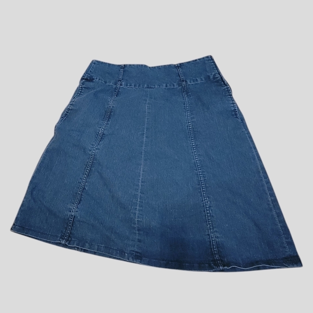 Cato Stretch Denim Skirt Size 10 Dark blue Modest A-line Flare Pockets